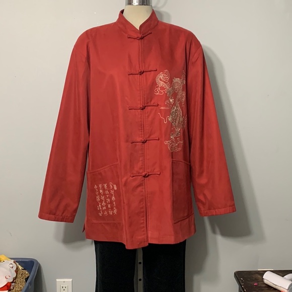 * NEW * Gorgeous  Unisex Embroidery Cheongsam Chinese jacket Size XL - Picture 5 of 16